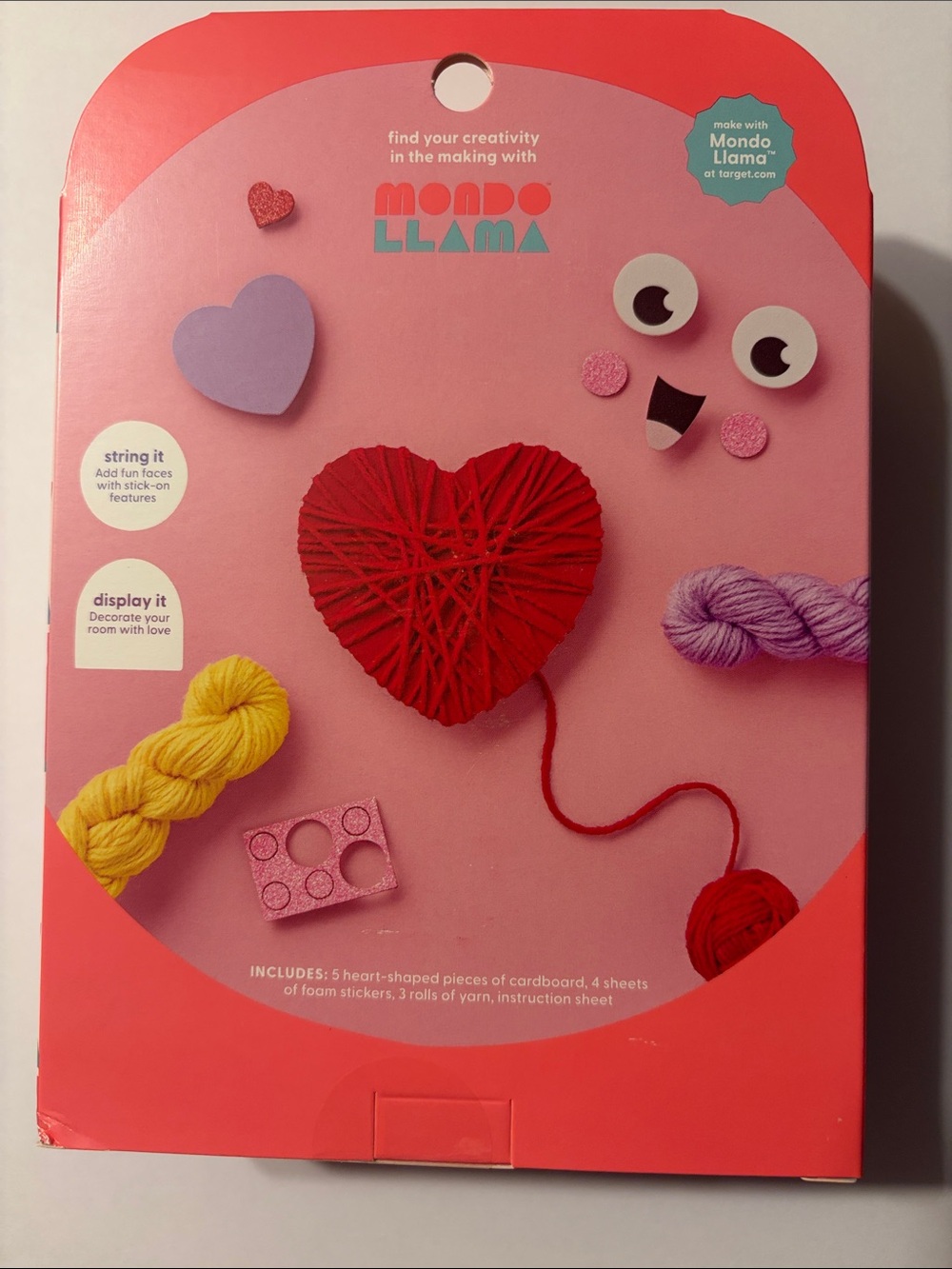 Mondo Llama Build-Your-Own String Art Hearts Kit - Pink - Picture 3 of 4